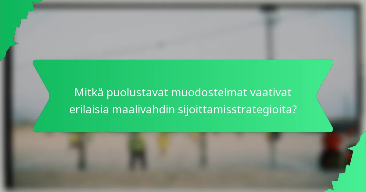 Mitkä puolustavat muodostelmat vaativat erilaisia maalivahdin sijoittamisstrategioita?